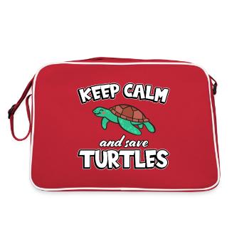 Save turtles cute turtle turtles - Retro Bag - red/white - Back