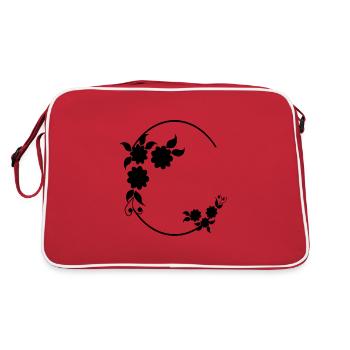 Semicircle with flower decoration frame - Retro Bag - red/white - Back