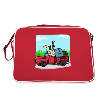 Bunny avec la voiture pendant le voyage - Sac Retro - rouge/blanc - Dos