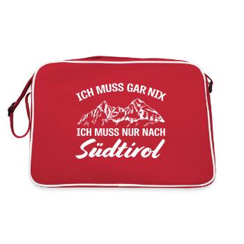 Ich muss nur nach Südtirol Südtiroler/in Berge - Retro Tasche - Rot/Weiß - Hinten