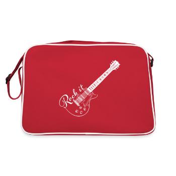 E-Gitarre Gitarrenspieler - Rock it guitar - Retro Tasche - Rot/Weiß - Hinten