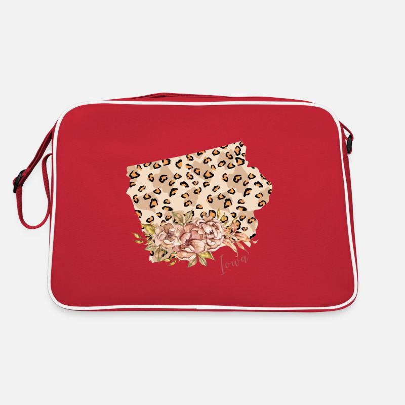 Leopard Pattern Map Leo State Of Iowa Retro Bag