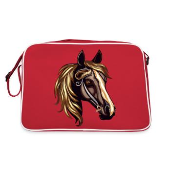 Conception de la tête de cheval - étalon et jument - Sac Retro - rouge/blanc - Dos