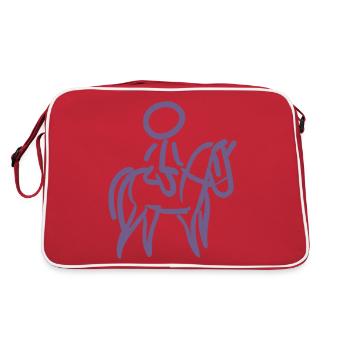 Go-Kart Silhouette Stick Figure Line Drawing - Retro Bag - red/white - Back