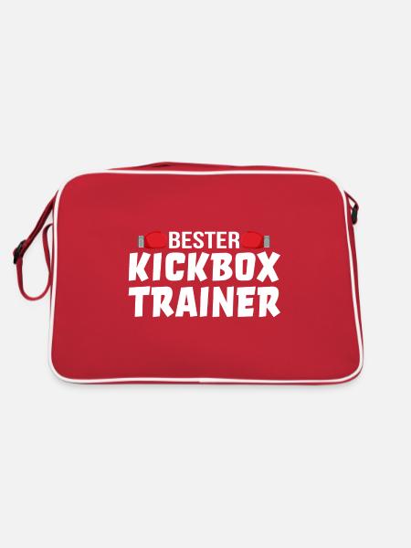 Bester Kickbox Trainer Kickboxen Training Geschenk - Retro Tasche - Rot/Weiß - Hinten