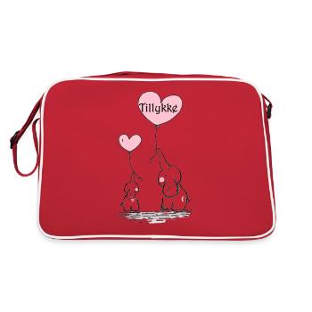 Elephants with balloon congratulations - Retro Bag - red/white - Back