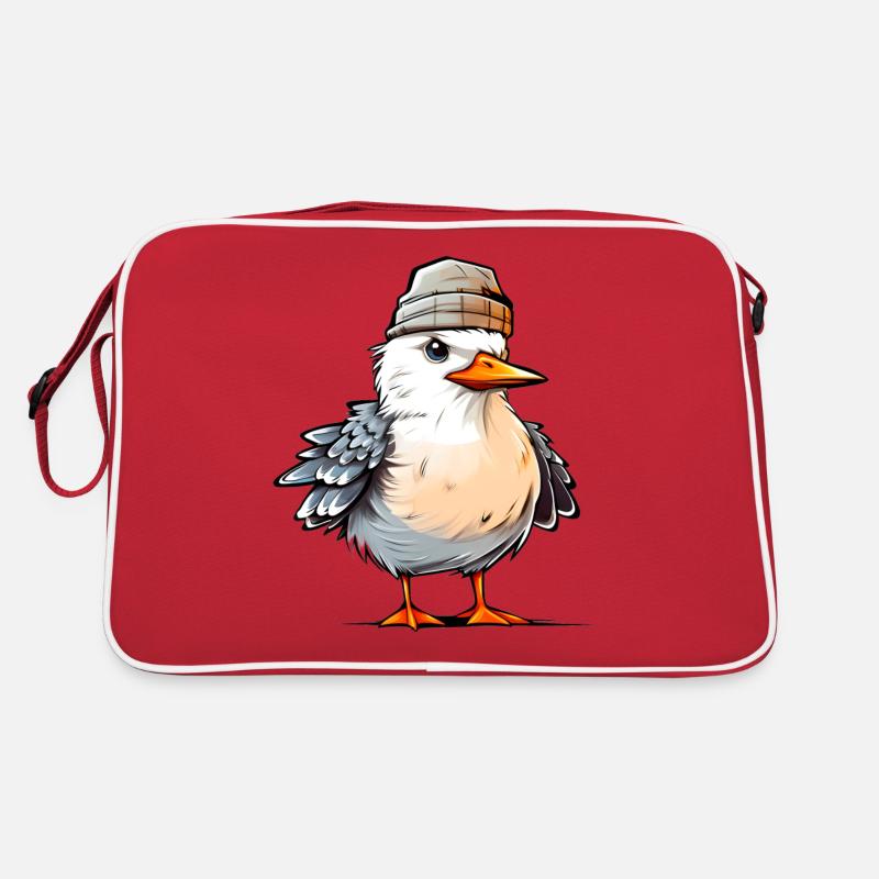 Coole Möwe mit Mütze Retro Tasche