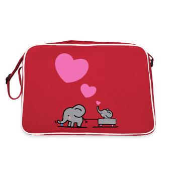 Big Elephant dessine de petits éléphants avec un cœur - Sac Retro - rouge/blanc - Dos