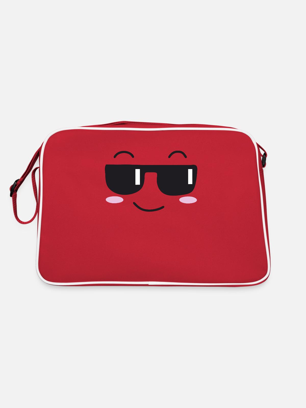 Sunglasses laugh face - Retro Bag - red/white - Back