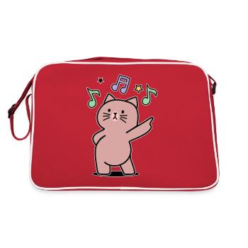 super funky musik disko tanz katze - Retro Tasche - Rot/Weiß - Hinten