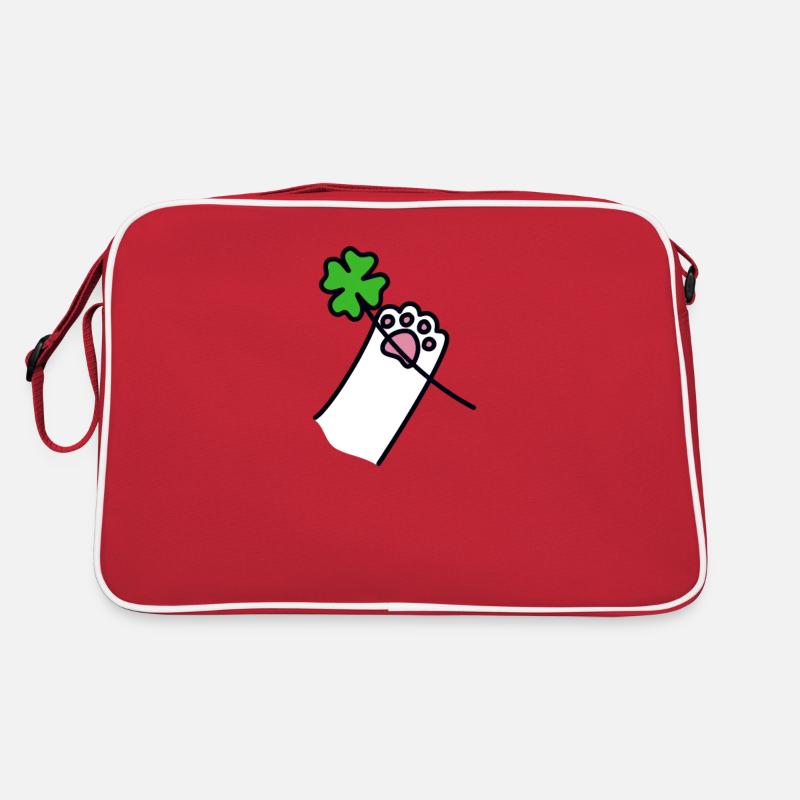 cadeau de pattes de chat à pétales de trèfle à quatre feuilles Sac Retro