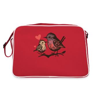 Parents et bébé oiseau - Sac Retro - rouge/blanc - Dos