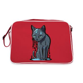 Farbe-Schmelzende Katze - Retro Tasche - Rot/Weiß - Hinten