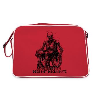 Skeleton in a wheelchair: no discrimination - Retro Bag - red/white - Back