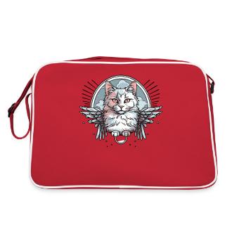 Chat blanc avec des ailes - Sac Retro - rouge/blanc - Dos