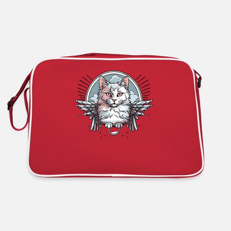 white cat with wings Retro Bag