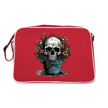 Crâne et plantes en pot - Sac Retro - rouge/blanc - Dos