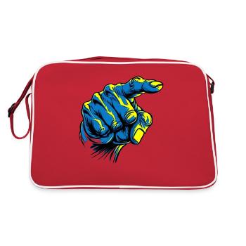 Yes, you: Blue hand pointing finger - Retro Bag - red/white - Back