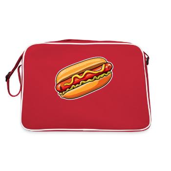 Hot-dog: Délicieuse saucisse dans un petit pain - Sac Retro - rouge/blanc - Dos