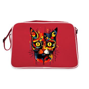 Abstract Art Cat - Retro Bag - red/white - Back