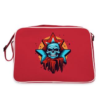Des étoiles qui craquent, du rouge dégoulinant et un crâne - Sac Retro - rouge/blanc - Dos