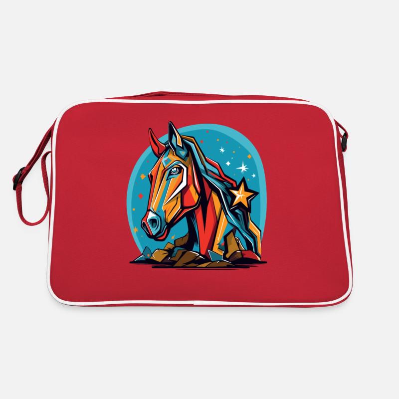 Sterne und ein buntes Pferd Retro Tasche