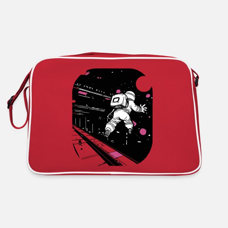 Astronaut auf einer weit entfernten Raumstation - Retro Tasche - Rot/Weiß