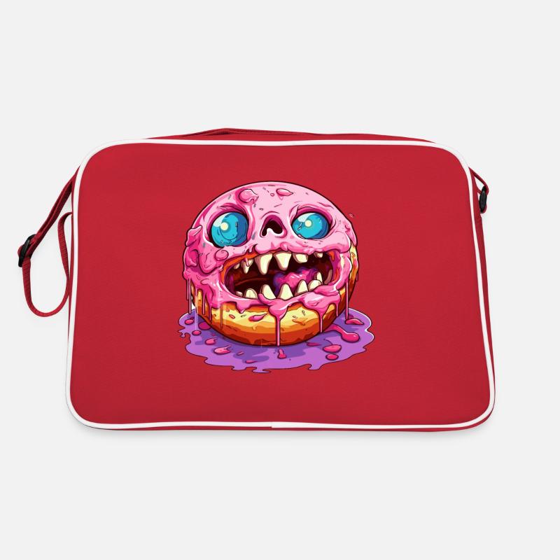 Hässlicher Monster Donut - Retro Tasche - Rot/Weiß