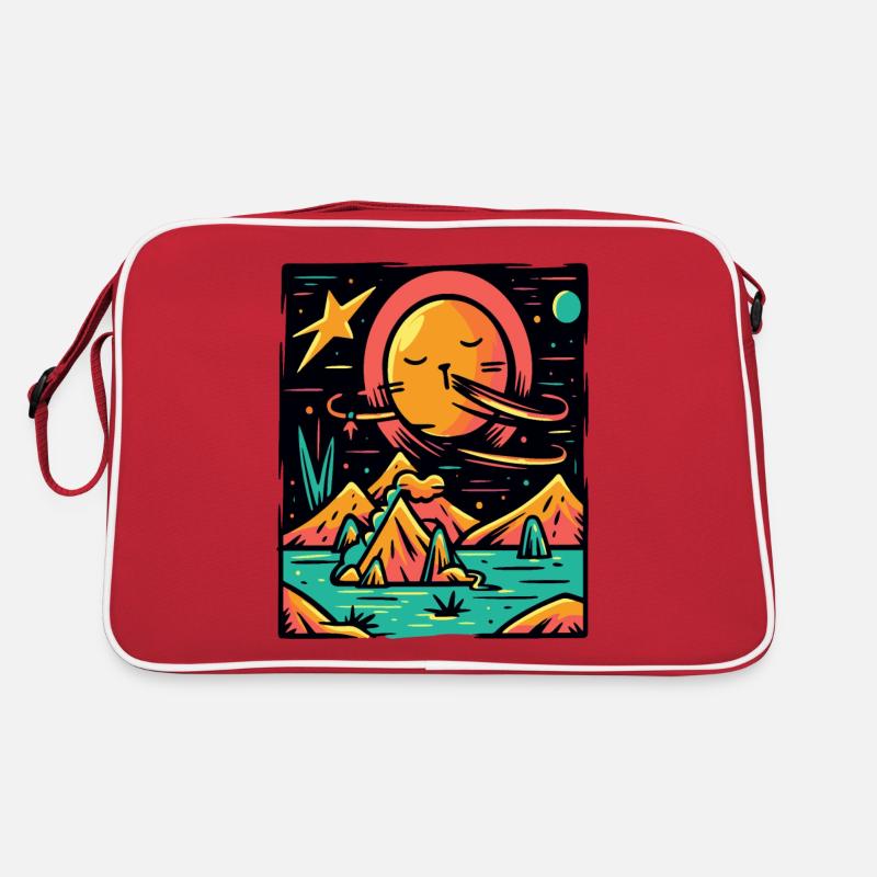 Couleurs Pop Colorées Univers Planète et Chat Sac Retro