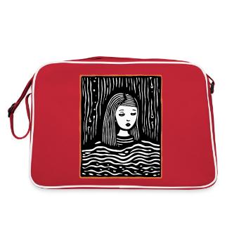 The Girl in Woodcut I Procrastinate - Retro Bag - red/white - Back