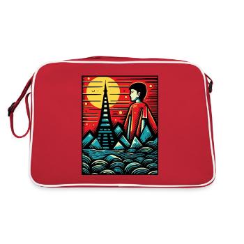 Woodcut Art, The Japanese Boy from Tokyo - Retro Bag - red/white - Back