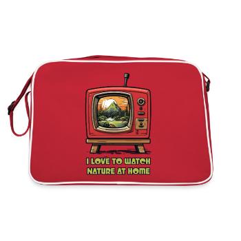 Je regarde la nature à la maison à la télévision - Sac Retro - rouge/blanc - Dos