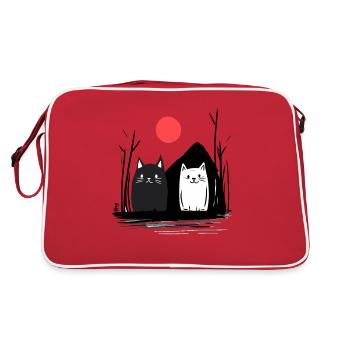 Japan Red Sun and Cute Manga Cats - Retro Bag - red/white - Back