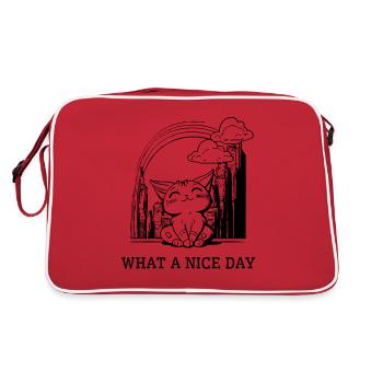 Cat has a nice day in the city - Retro Bag - red/white - Back