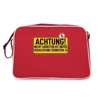 Panneau : Attention à se prélasser interdit - Sac Retro - rouge/blanc - Dos