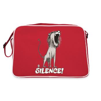 The cartoon lion roars: CALM - Retro Bag - red/white - Back