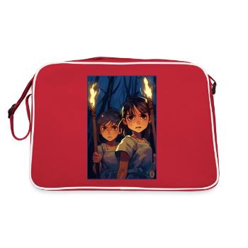 Anime Girl: Revenge in the Night with Torch - Retro Bag - red/white - Back