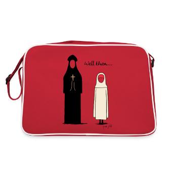 Nun and Priest: Well then - Retro Bag - red/white - Back