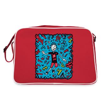 Beaucoup de dessins animés Pop Art Doodle - Sac Retro - rouge/blanc - Dos