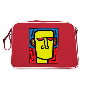 Pop Art Art Portrait, Mute, Silence - Retro Bag - red/white - Back