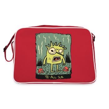 Angry Cartoon Creature: You Are All Goofy - Retro Bag - red/white - Back