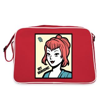 Hey, Hübscher! sagt eine bezaubernde Dame - Retro Tasche - Rot/Weiß - Hinten