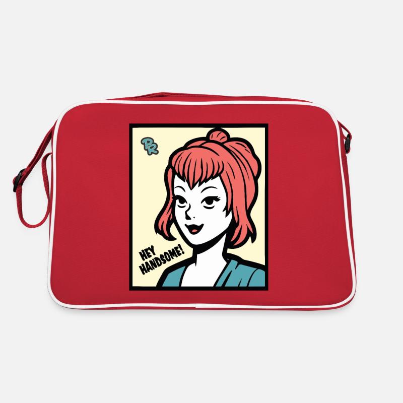 Hey, Hübscher! sagt eine bezaubernde Dame - Retro Tasche - Rot/Weiß