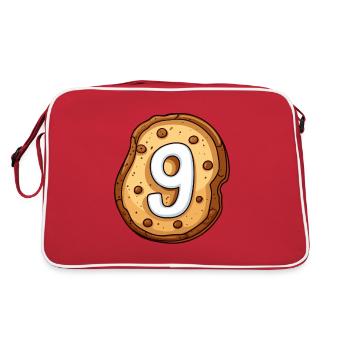 Geburtstags Keks für Neunjährige Kinder - Retro Tasche - Rot/Weiß - Hinten