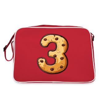 Ein Geburtstags Keks für Dreijährige, 3 Jahre alt - Retro Tasche - Rot/Weiß - Hinten