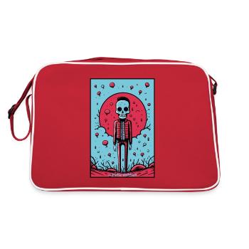 Fashionable skeleton in a desolate landscape - Retro Bag - red/white - Back