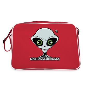 Greetings, Earthlings: Gray Extraterrestrial - Retro Bag - red/white - Back