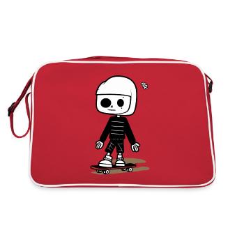 Jeune skateur faisant du skateboard - Sac Retro - rouge/blanc - Dos