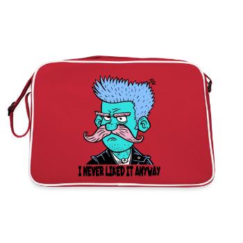 Je n’ai jamais aimé ça de toute façon, le gars de dessin animé à moustache - Sac Retro - rouge/blanc - Dos