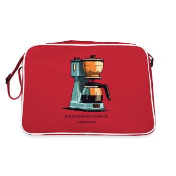 Der Beste Kaffee: Bauarbeiter Kaffee - Retro Tasche - Rot/Weiß - Hinten